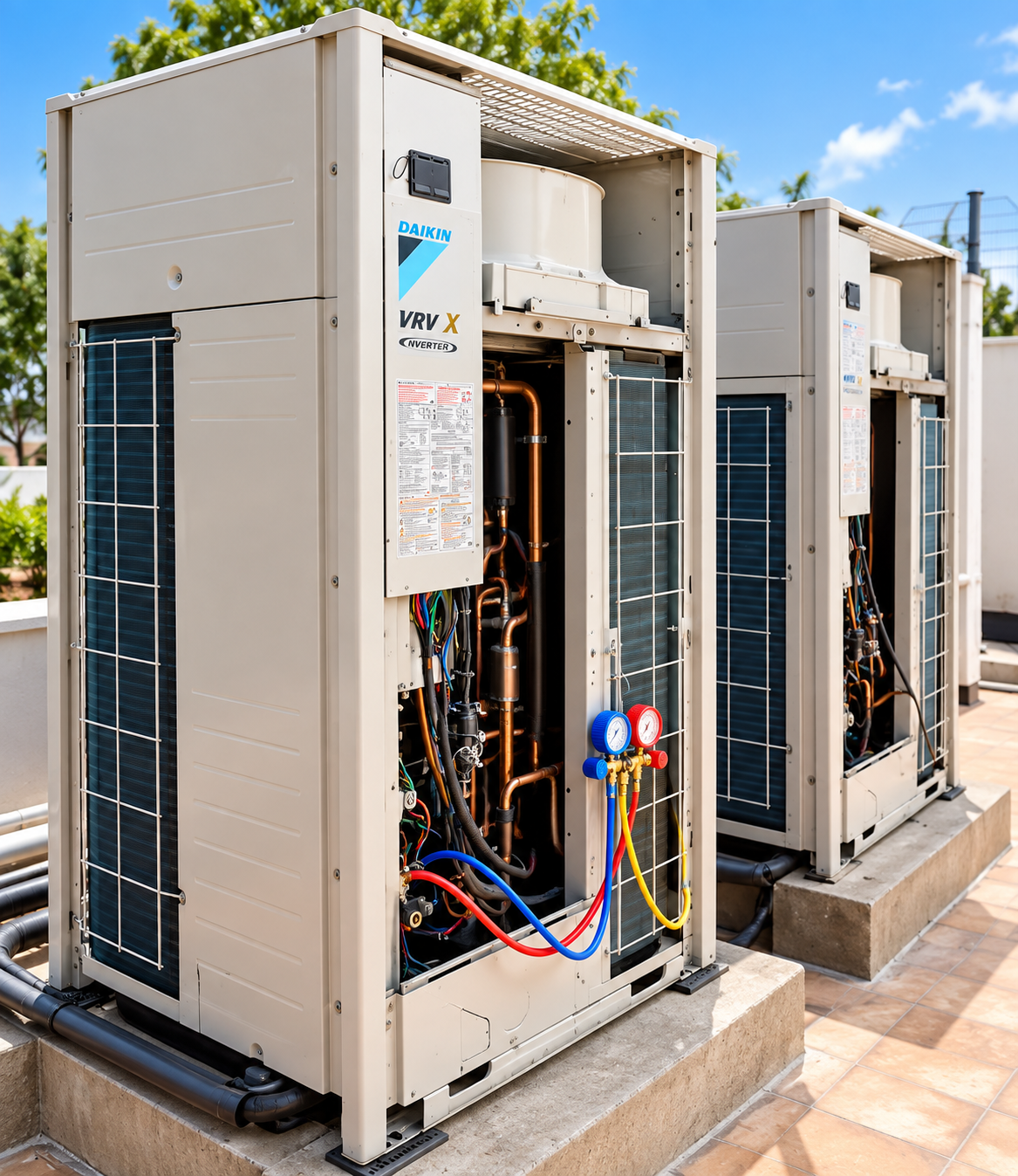 Focus Aircon AC technician working on an air-conditioning system