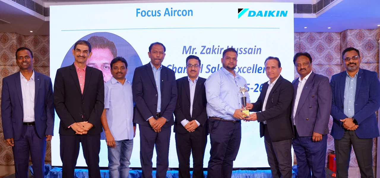 Focus Aircon recognized by Daikin India for excellence in channel sales